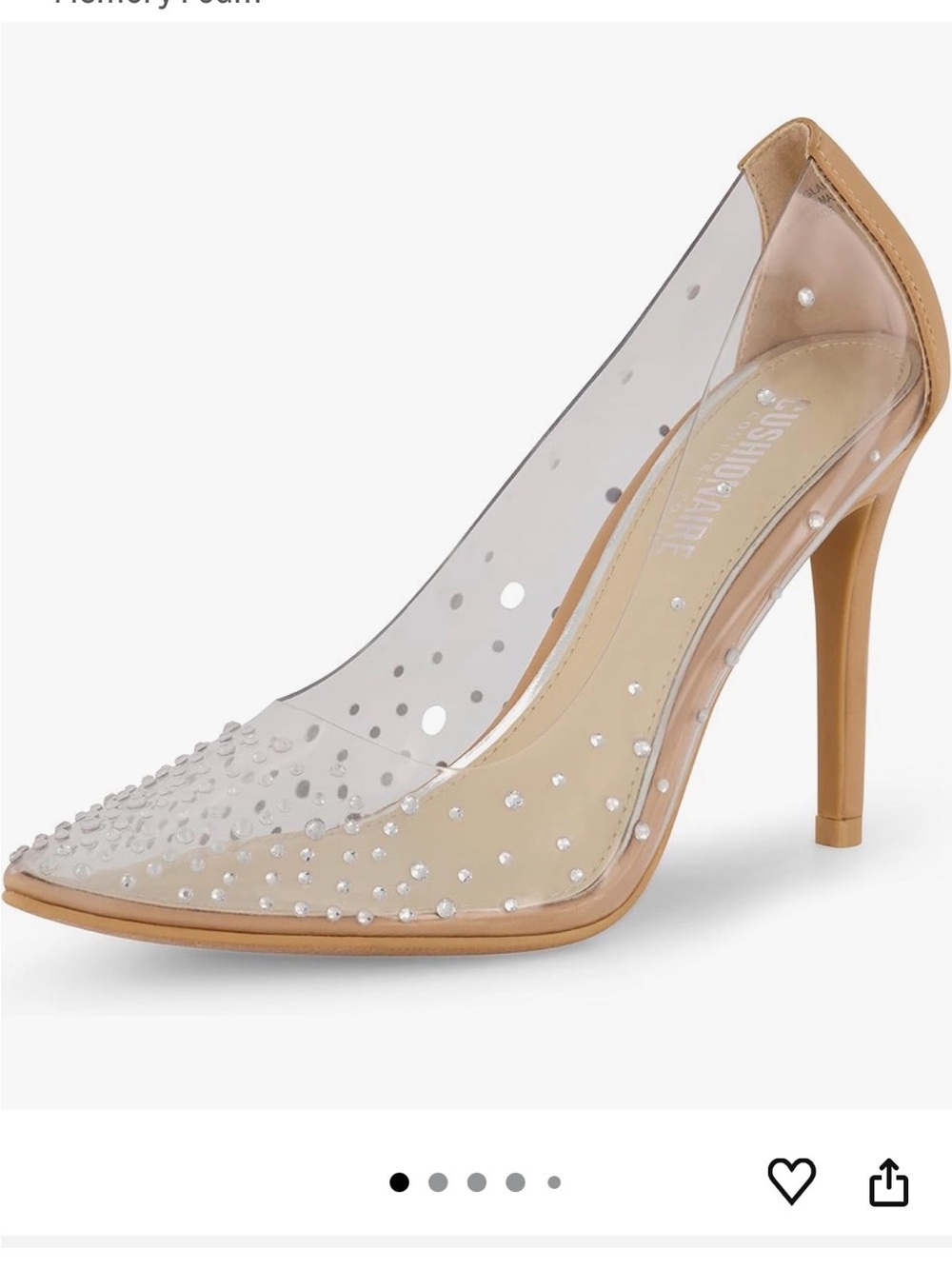 Clear Nude Crystal Pointed-Toe Stiletto Pumps